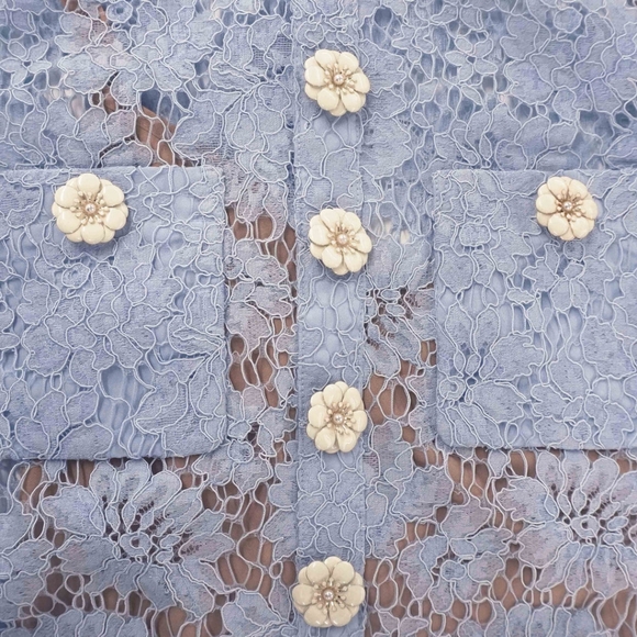 Self-Portrait Blue Fine Lace Mini Dress - Picture 11 of 11